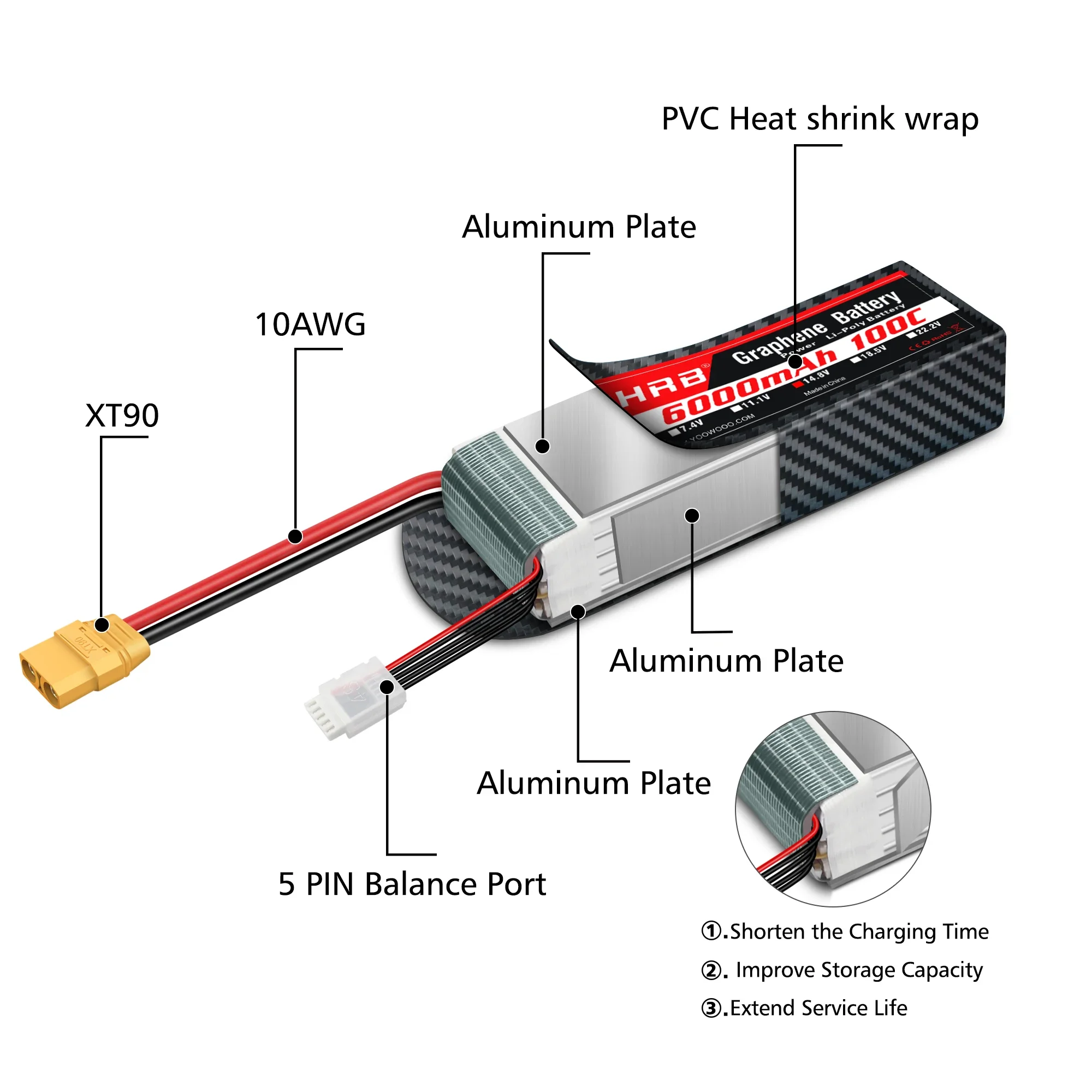 2PC  Graphene Battery 2S 3S 4S - 6S Lipo Battery 22.2V 5000Mah ulasan dan harga