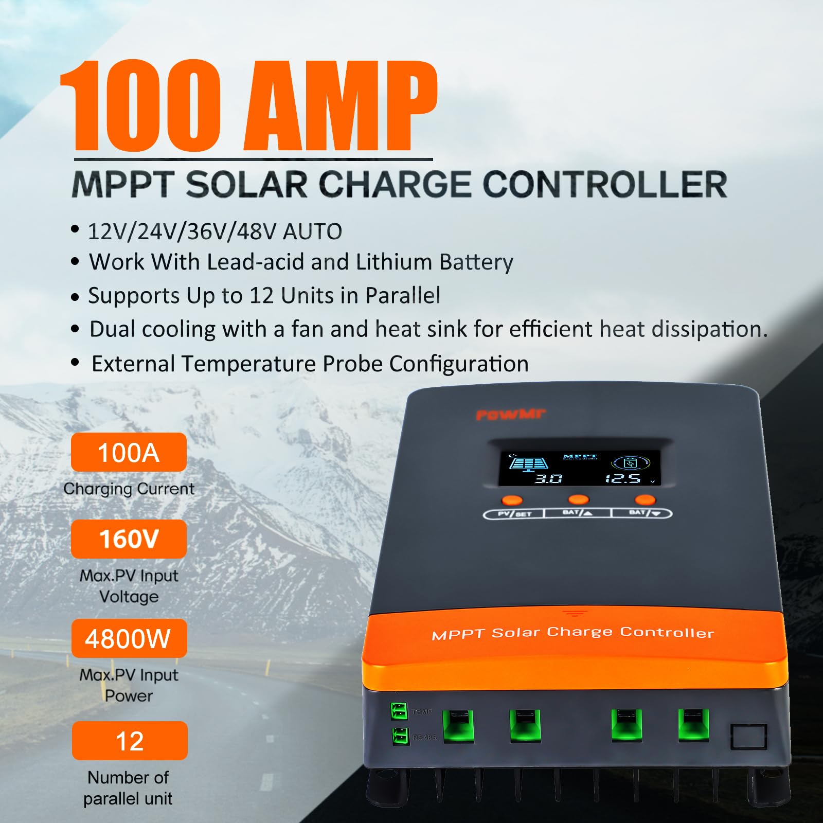PowMr 100A MPPT Solar Charge C - Lifepo4 12V 100Ah Bms Bluetooth ulasan dan harga